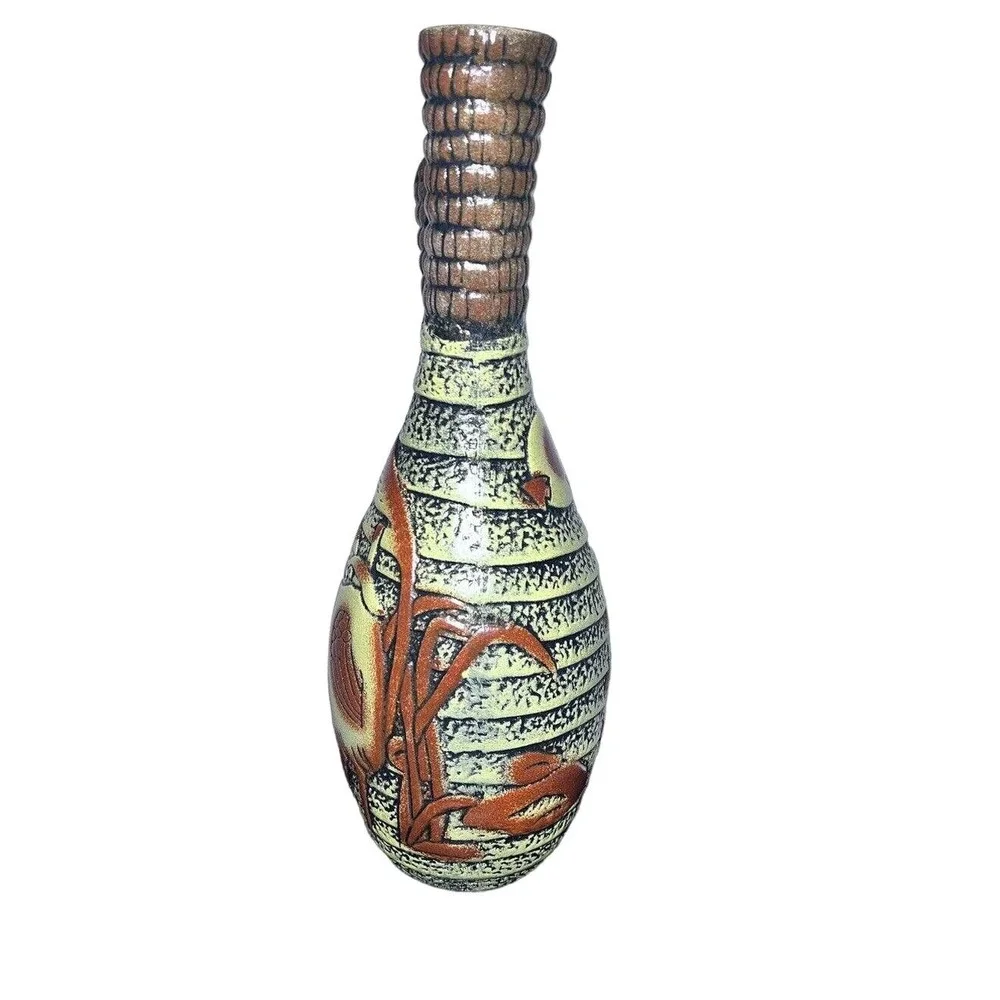 Pier 1 Vintage Double Stemmed Vase / Textured Kookaburra Bird Bud Vase